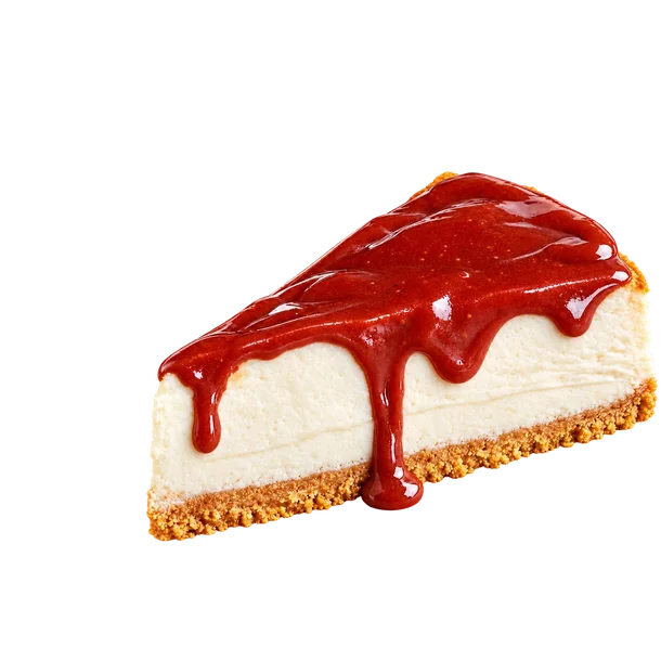 Fatia de cheesecake de goiaba com calda de goiaba