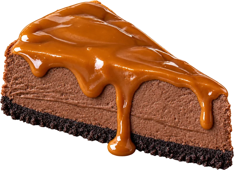 Fatia de cheesecake sabor Duplo Chocolate com Doce de Leite